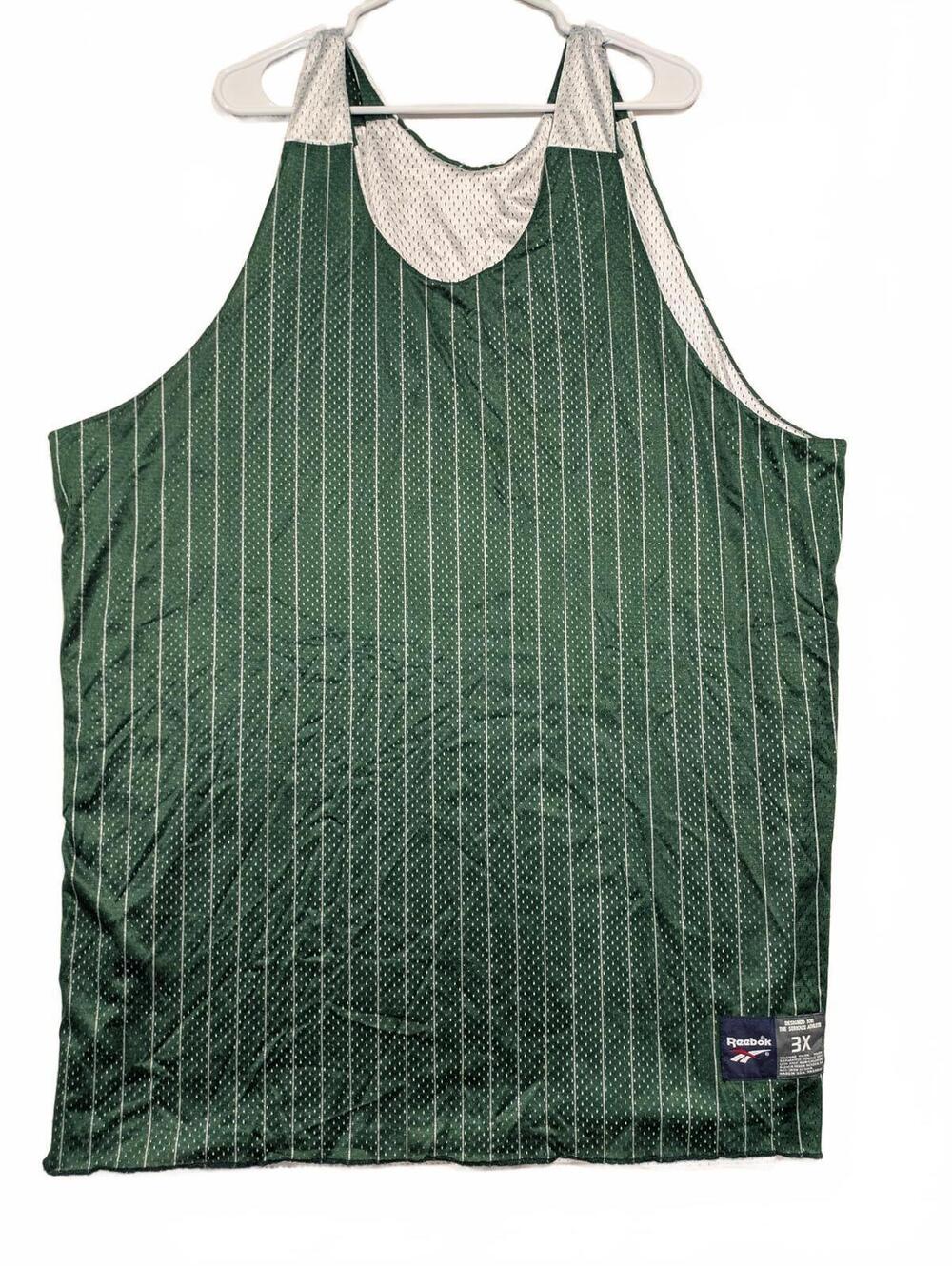 Reebok Green White Pinstripe Mesh Athletic Tank Top 3X Mens USA Made